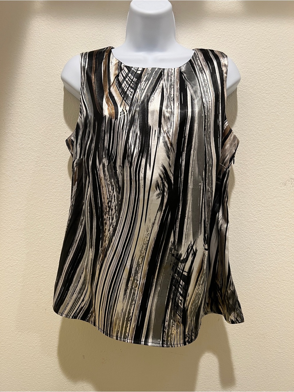 Tribal Abstract Striped Sleeveless - Black, Cream & Gold